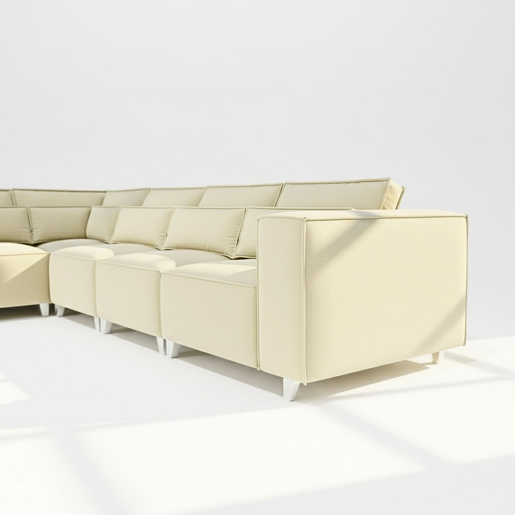 Sloane 6 seater corner sofa left hand in cream velvet