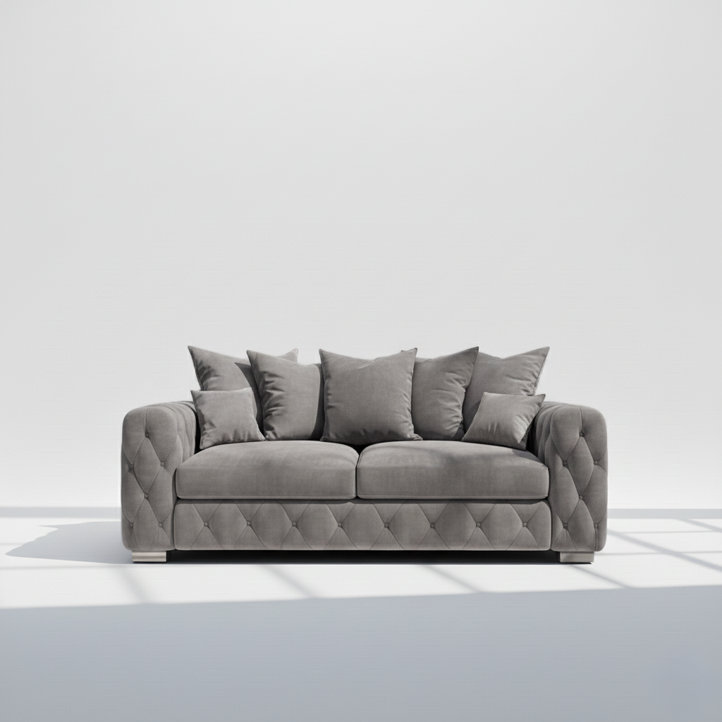 Mayfair 3 seater sofa in grey velvet