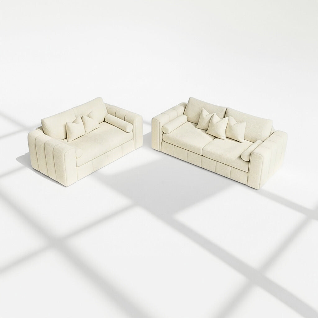 Havana 3 & 2 seater sofa set in plush cream velvet