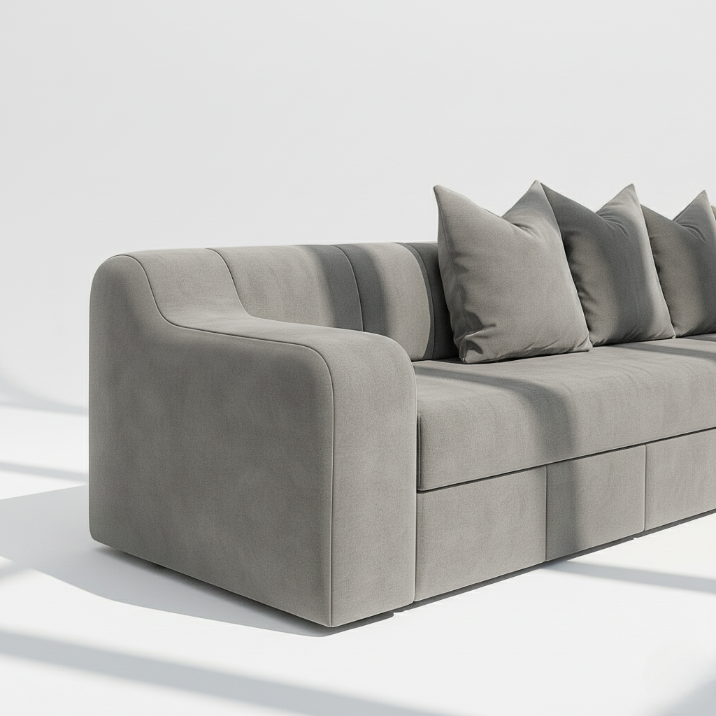 Bella 5 seater corner sofa in grey velvet