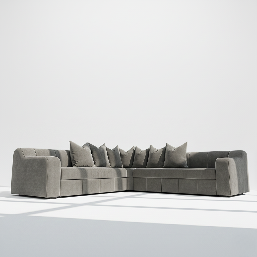 Bella 5 seater corner sofa in grey velvet