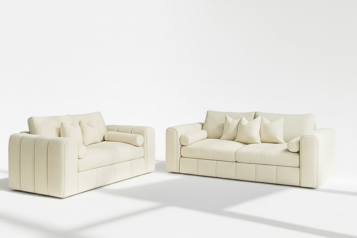Havana 3 & 2 seater sofa set in plush cream velvet