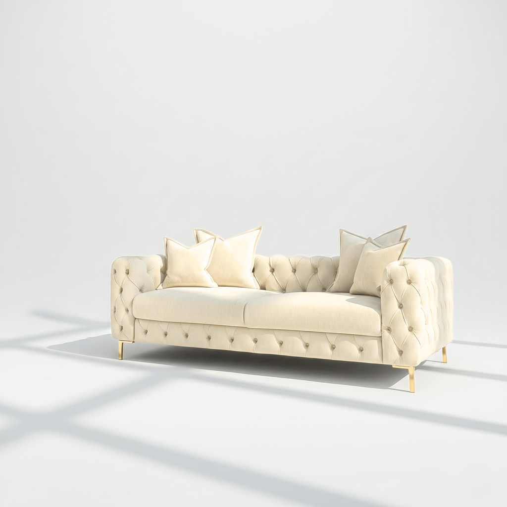 Monaco 3 seater sofa in cream velvet