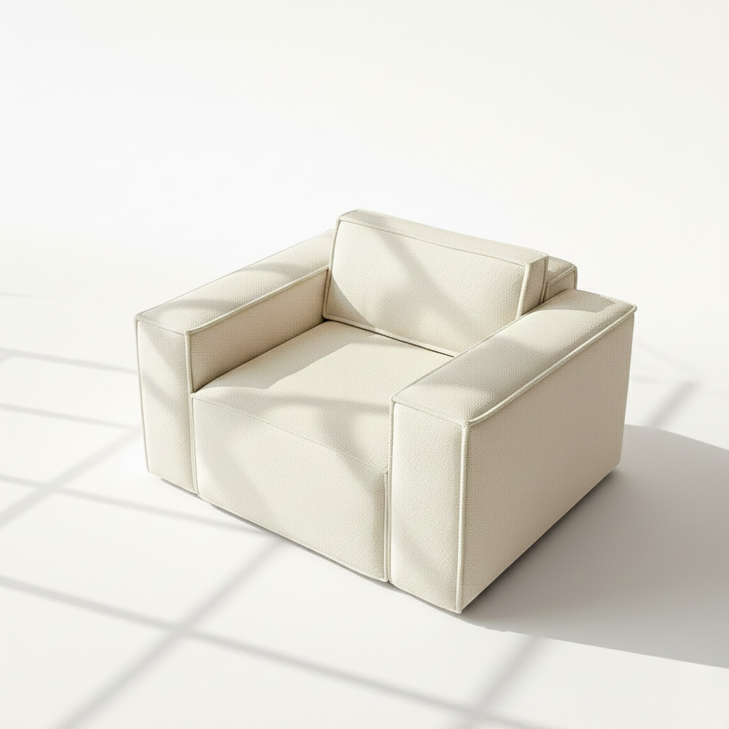 Aire modular one seater armchair in ivory boucle