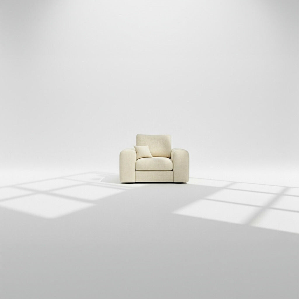 Pandora armchair in ivory chenille