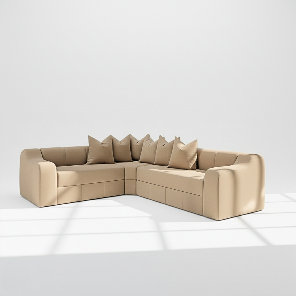 Bella 4 seater corner sofa left hand in mink velvet