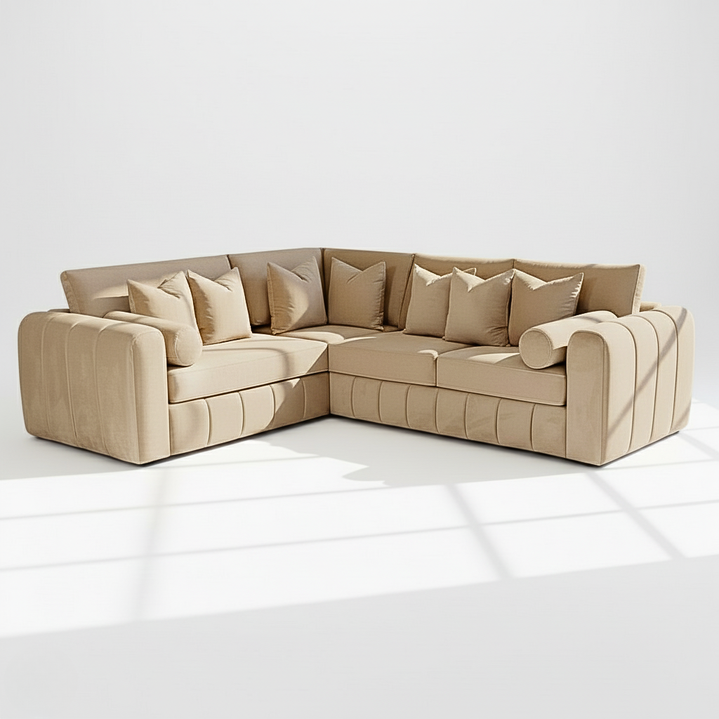 Havana 6 seater corner left hand in mink velvet