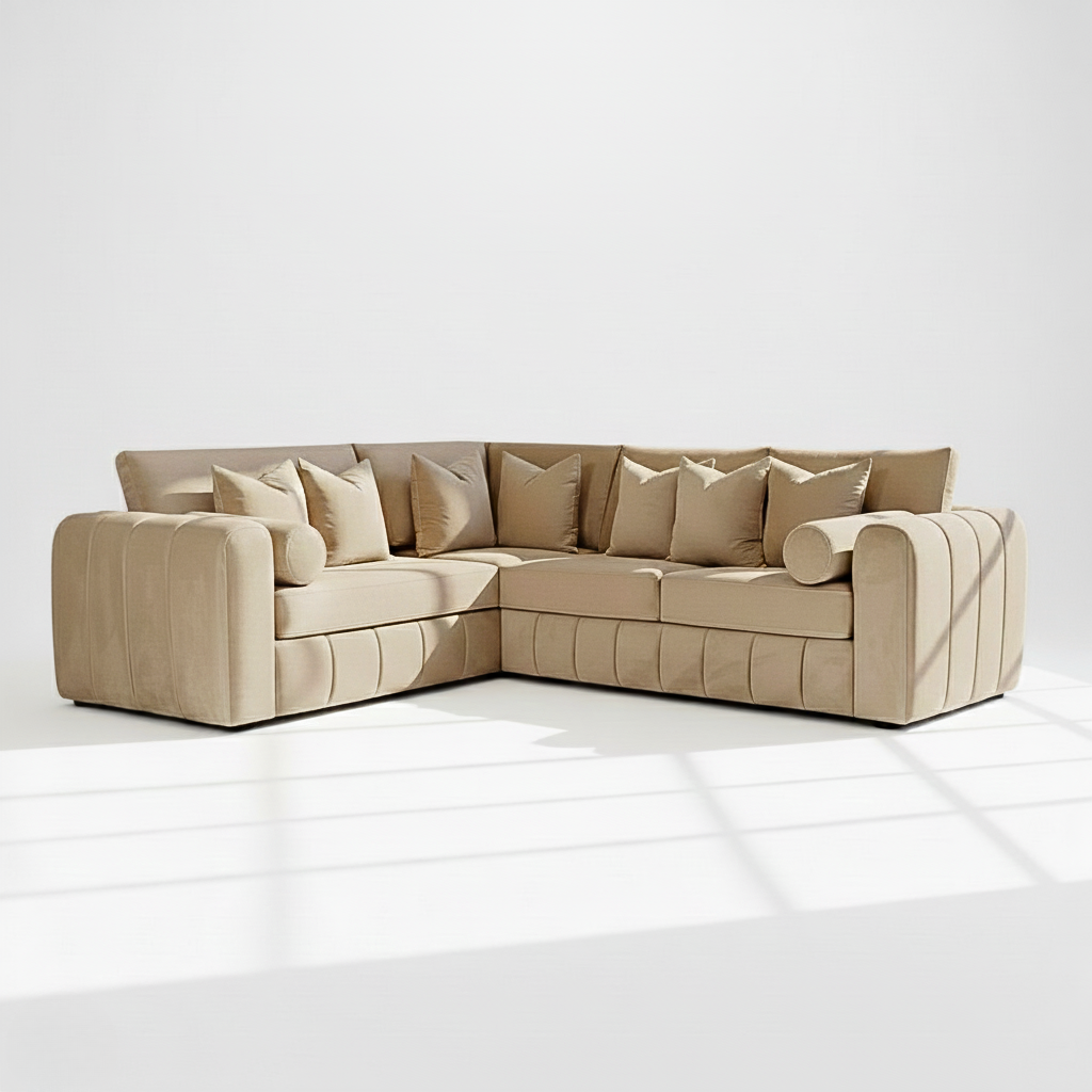 Havana 6 seater corner left hand in mink velvet