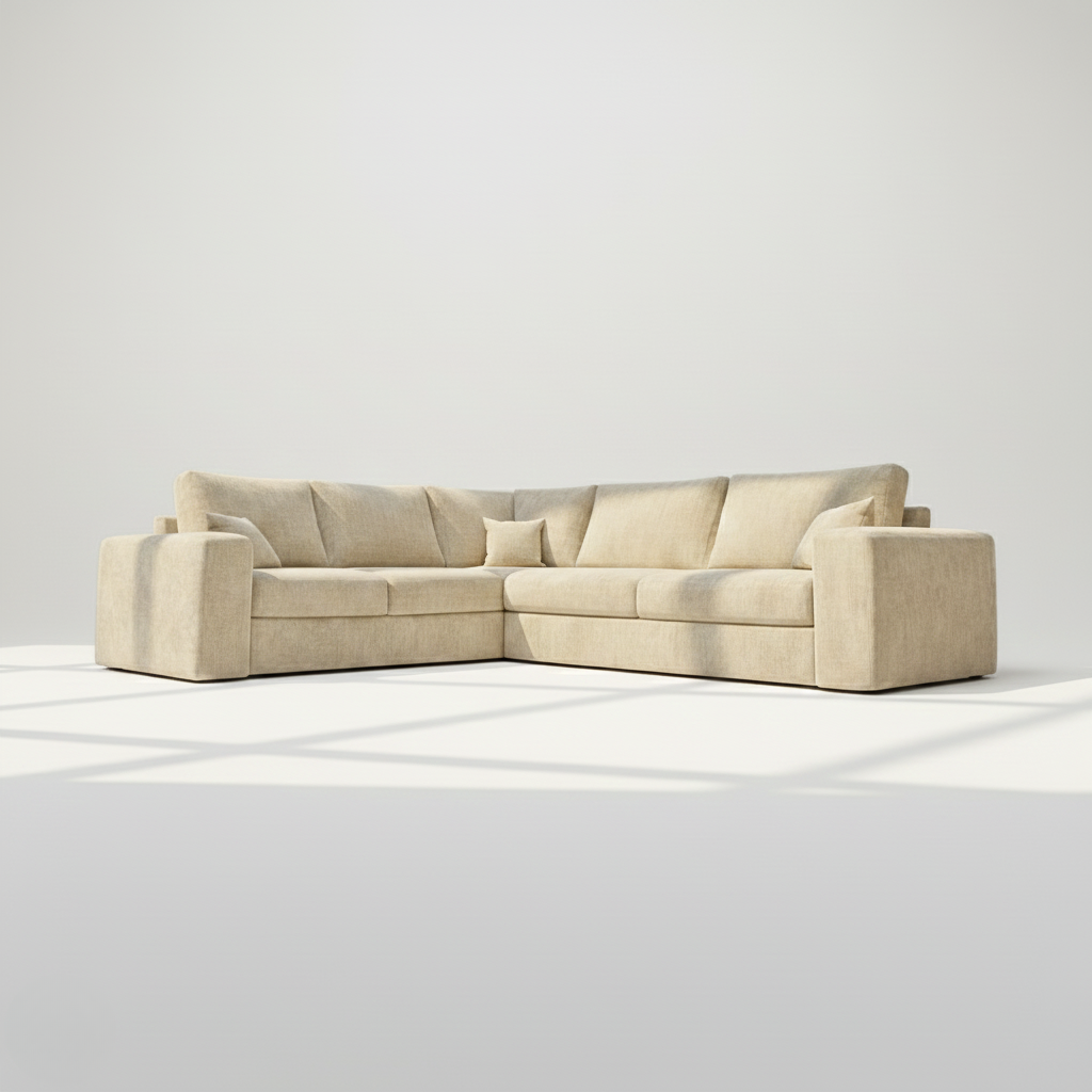 Pandora 6 seater corner sofa left hand in wheat chenille
