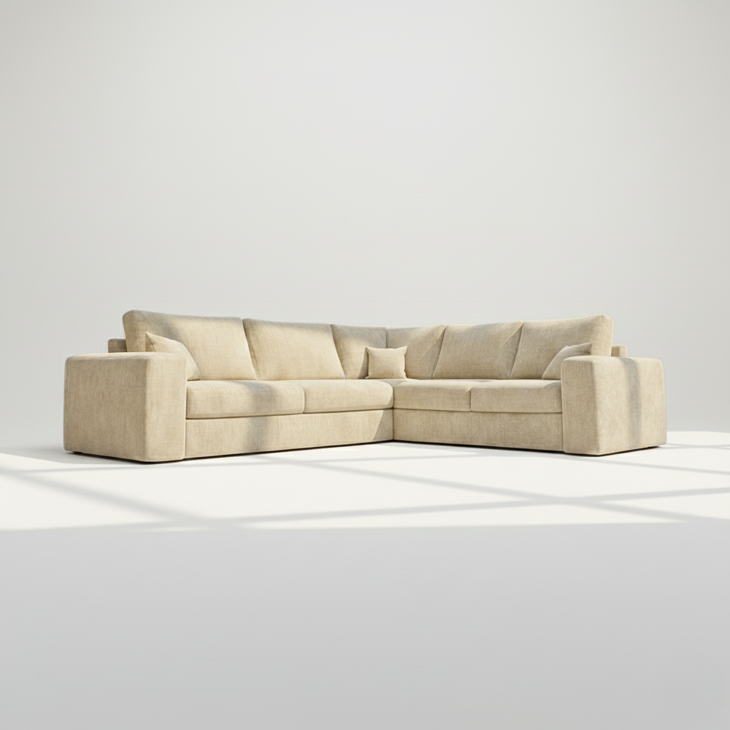 Pandora 6 seater corner sofa right hand in wheat chenille