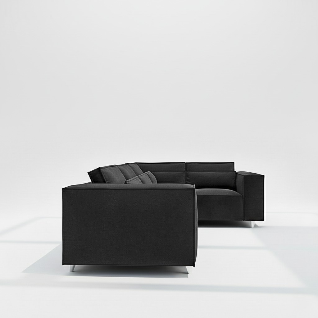Sloane 4 seater corner sofa right hand in black velvet