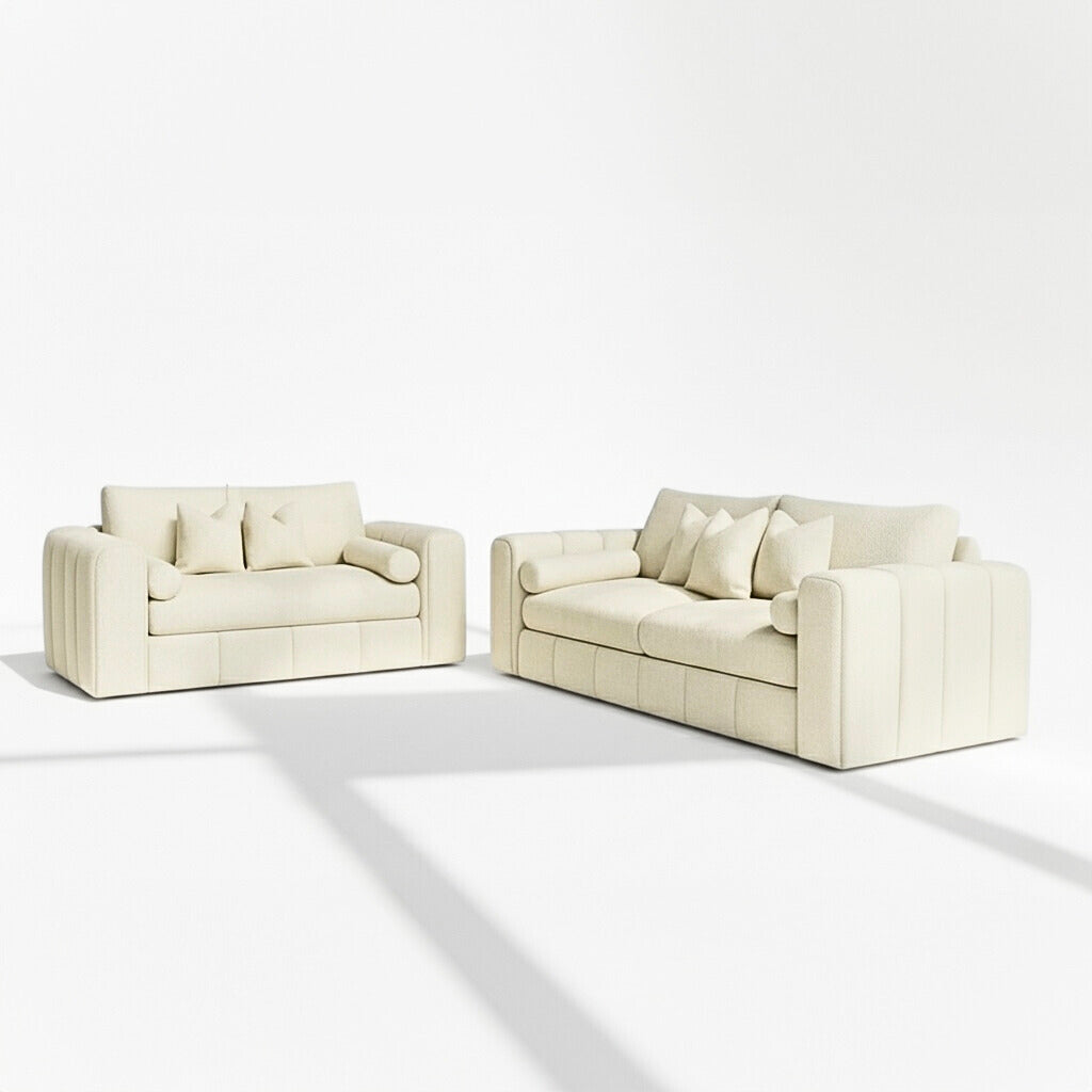 Havana 3 & 2 seater sofa set in plush cream velvet
