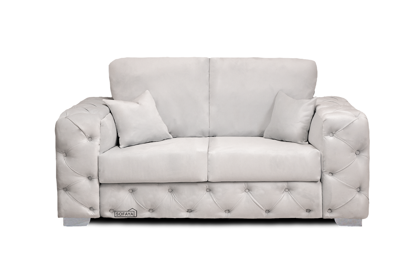 Ashton 2 Seater Sofa in Cream Velvet Fullback Cushions