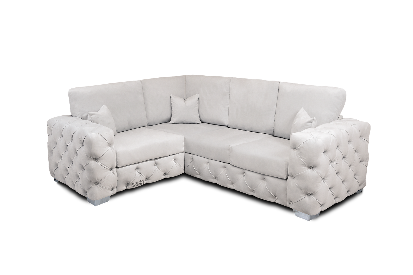 Ashton 4 Seater Corner Sofa in Cream Velvet