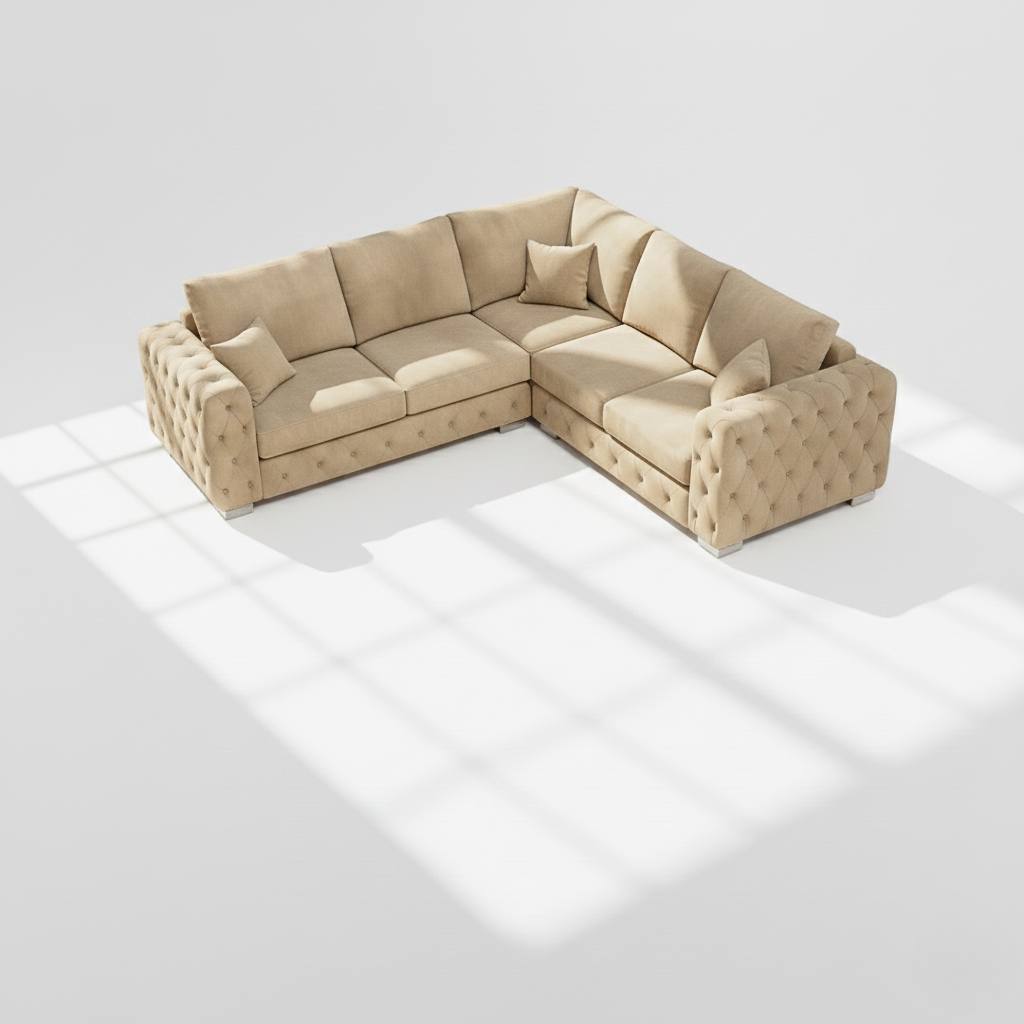 Ashton 6 seater corner sofa right hand in mink velvet