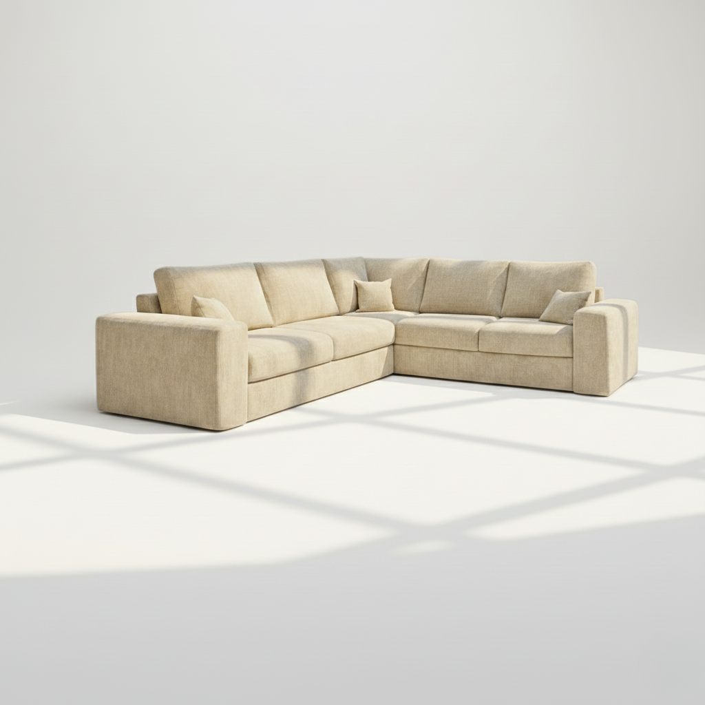 Pandora 6 seater corner sofa right hand in wheat chenille