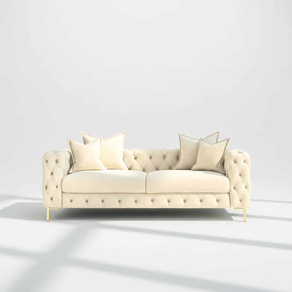 Monaco 3 seater sofa in cream velvet