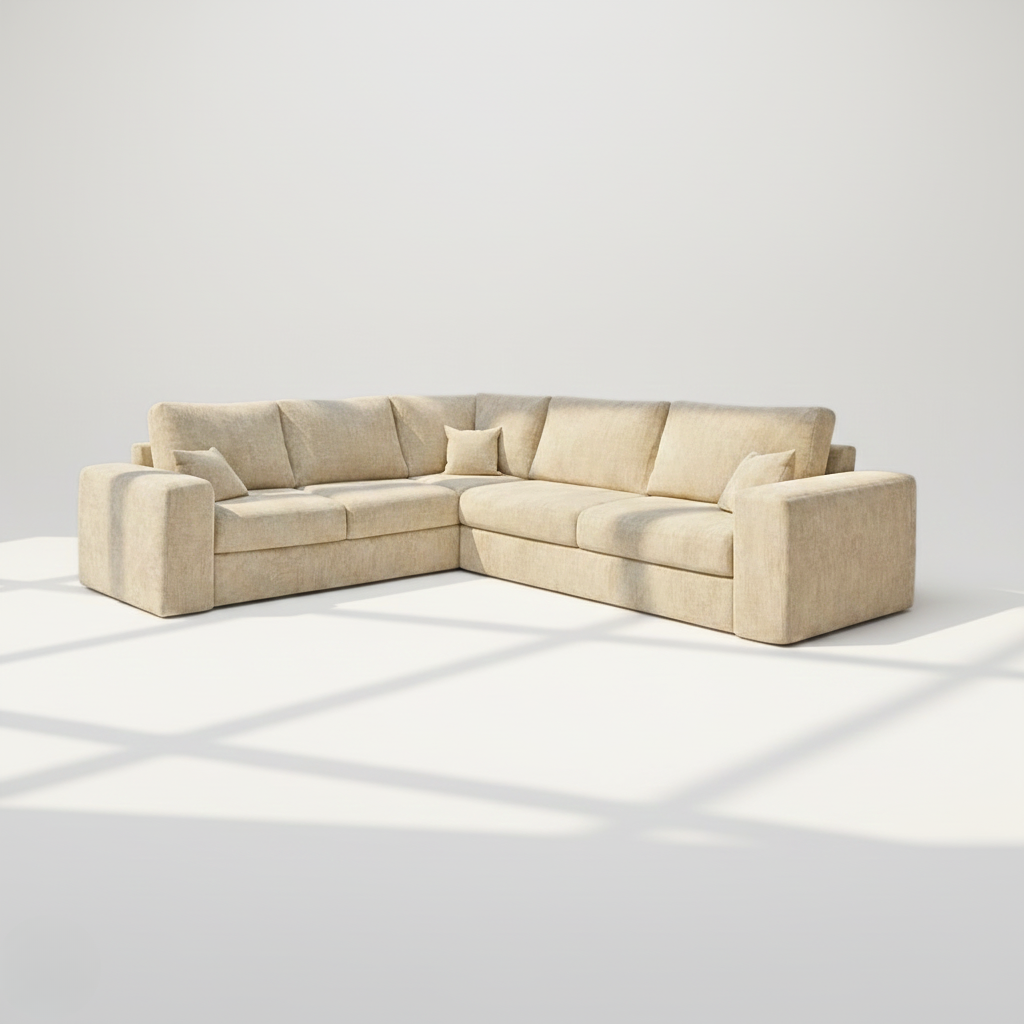 Pandora 6 seater corner sofa left hand in wheat chenille