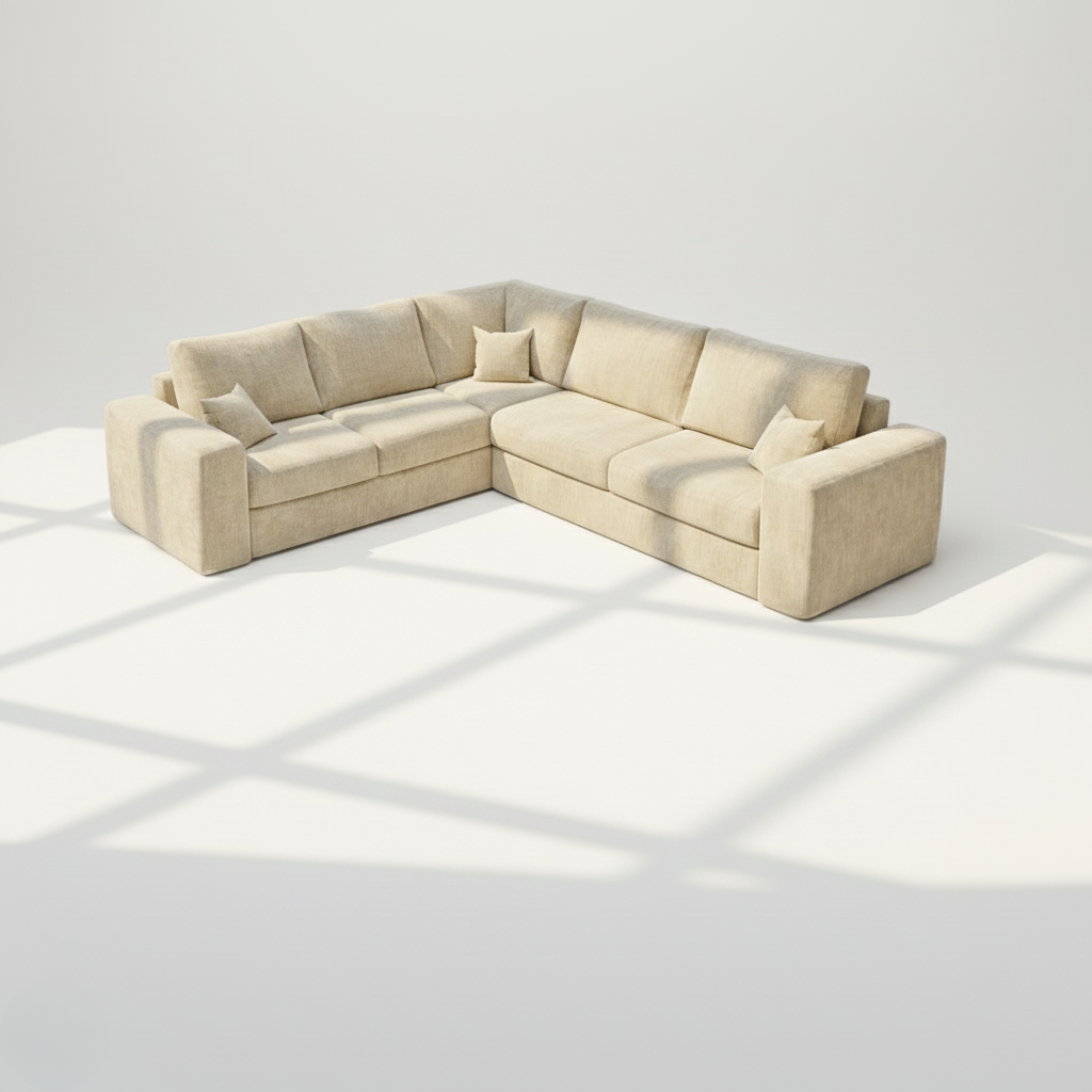Pandora 6 seater corner sofa left hand in wheat chenille