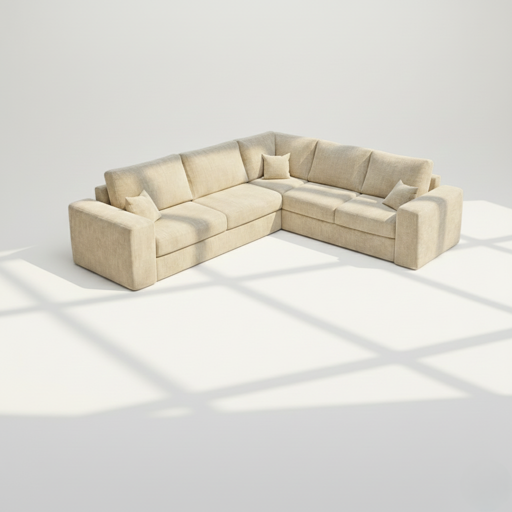 Pandora 6 seater corner sofa right hand in wheat chenille