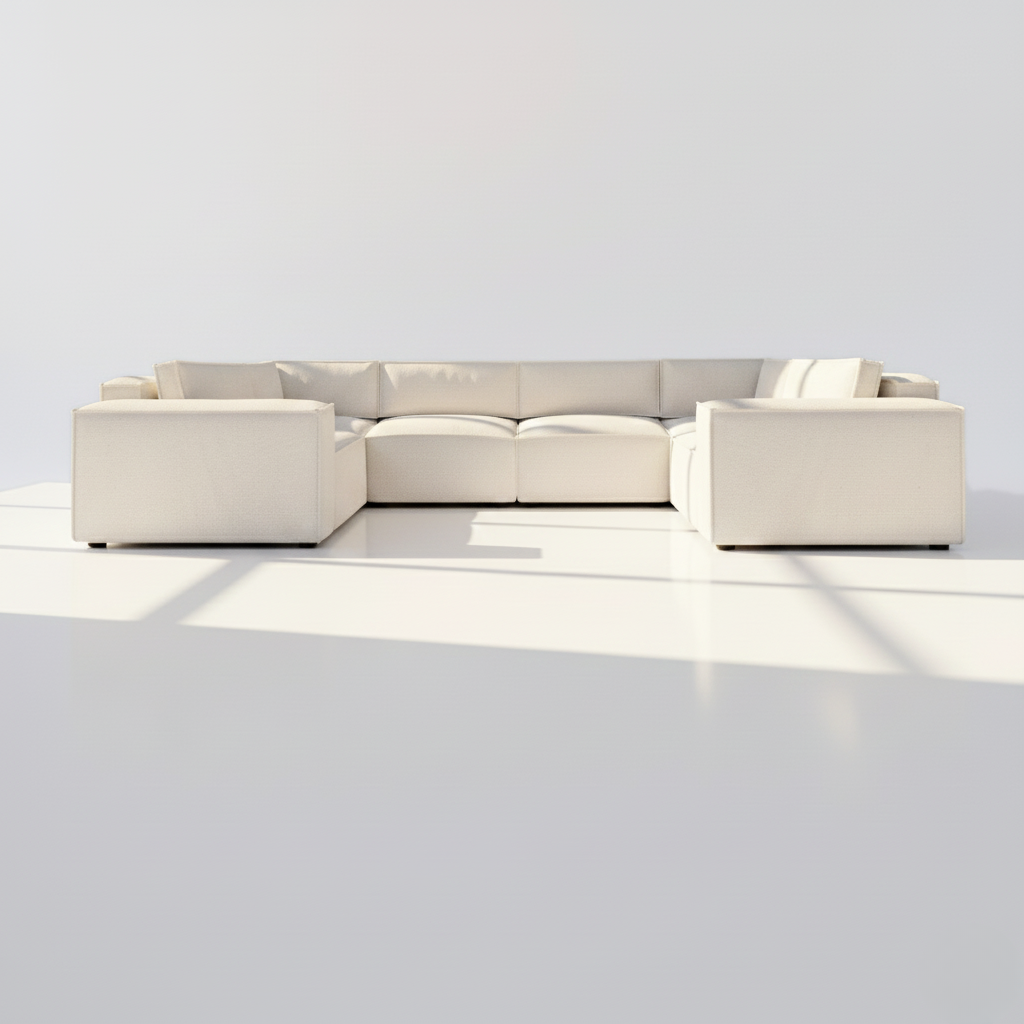 Aire XL U shape modular sofa in ivory boucle
