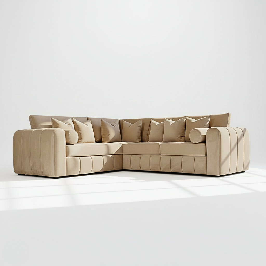 Havana 6 seater corner left hand in mink velvet