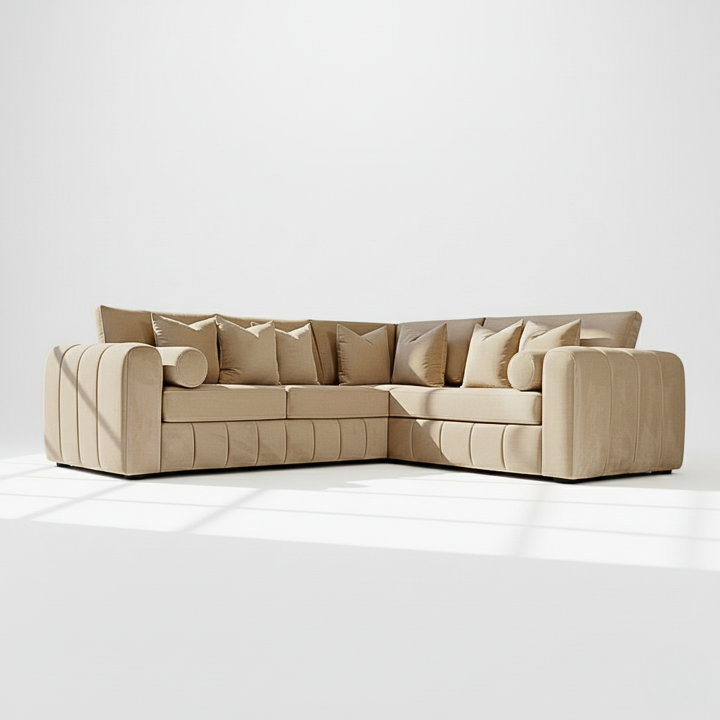 Havana 6 seater corner right hand in mink velvet