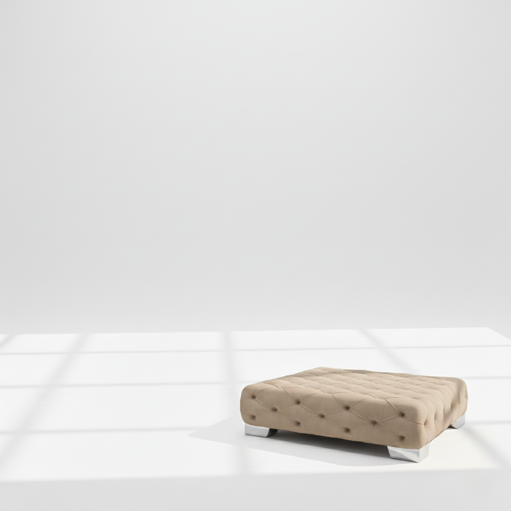 Chesterfield footstool in mink velvet