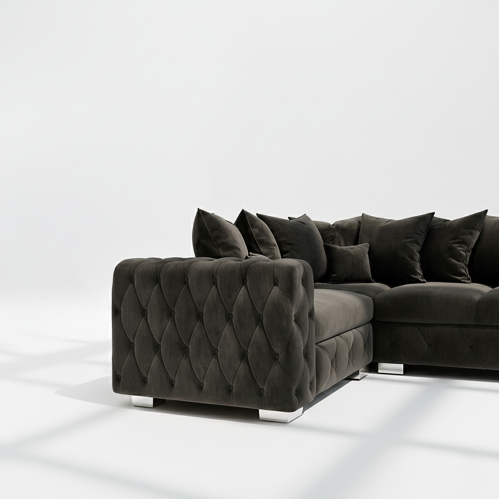 Mayfair 4 seater corner sofa left hand in black velvet