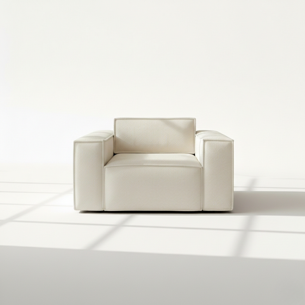 Aire modular one seater armchair in ivory boucle