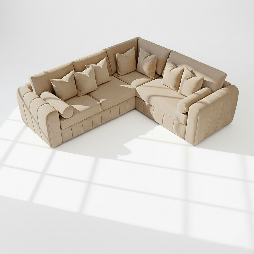 Havana 6 seater corner right hand in mink velvet