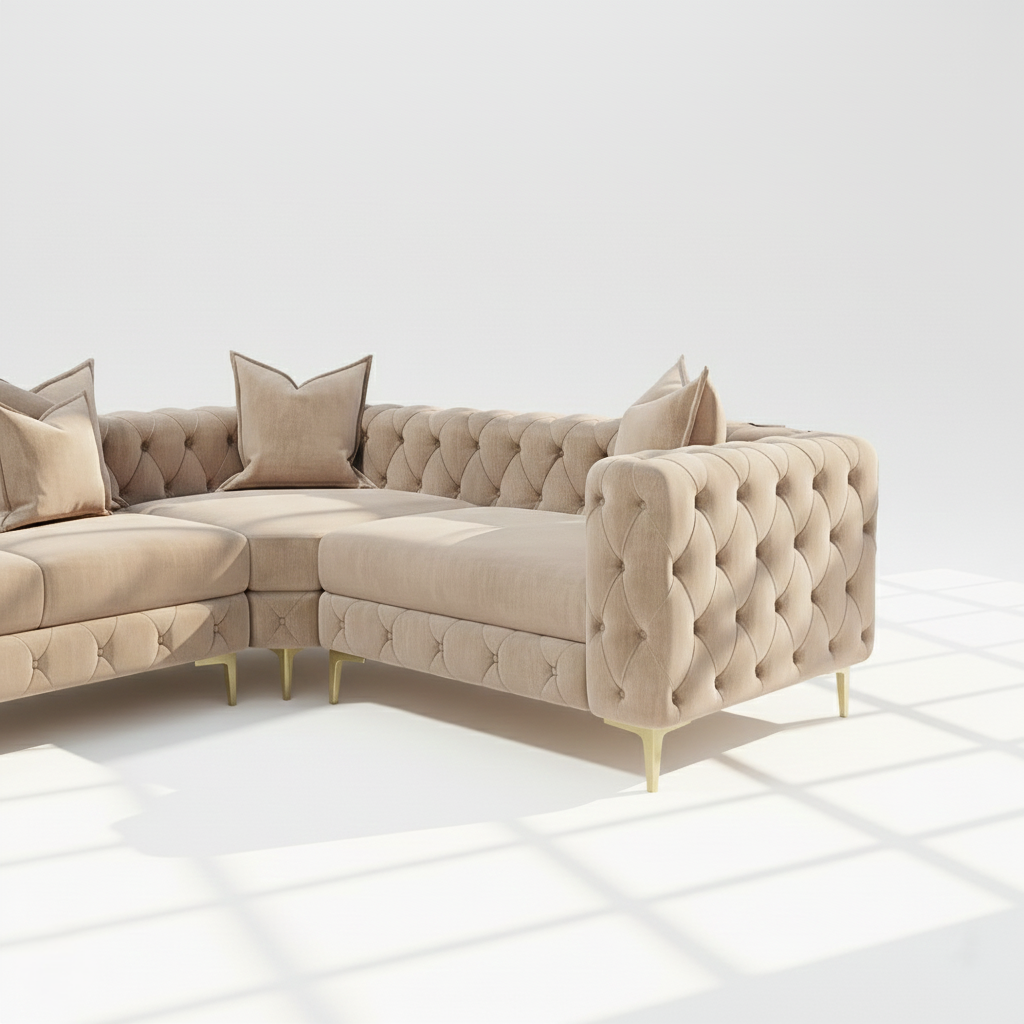 Monaco 4 seater corner right hand in mink velvet