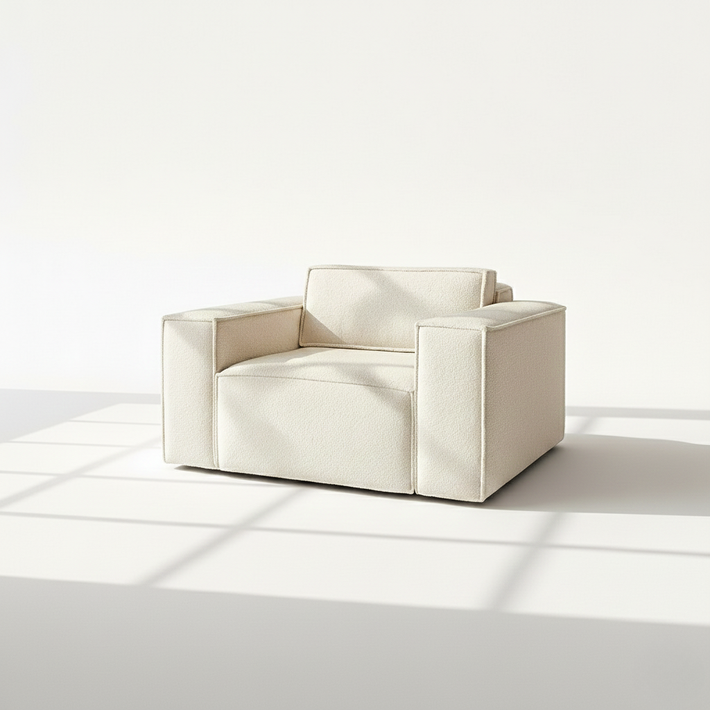 Aire modular one seater armchair in ivory boucle