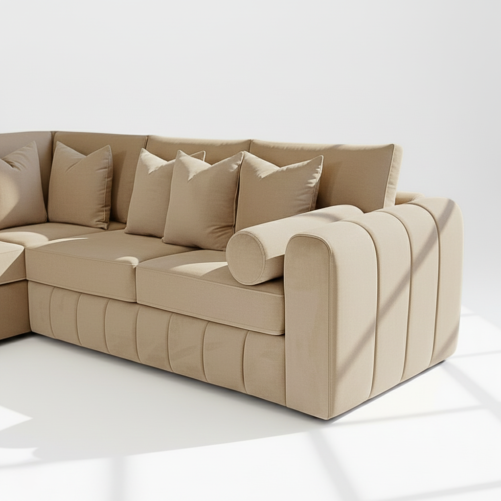 Havana 6 seater corner left hand in mink velvet