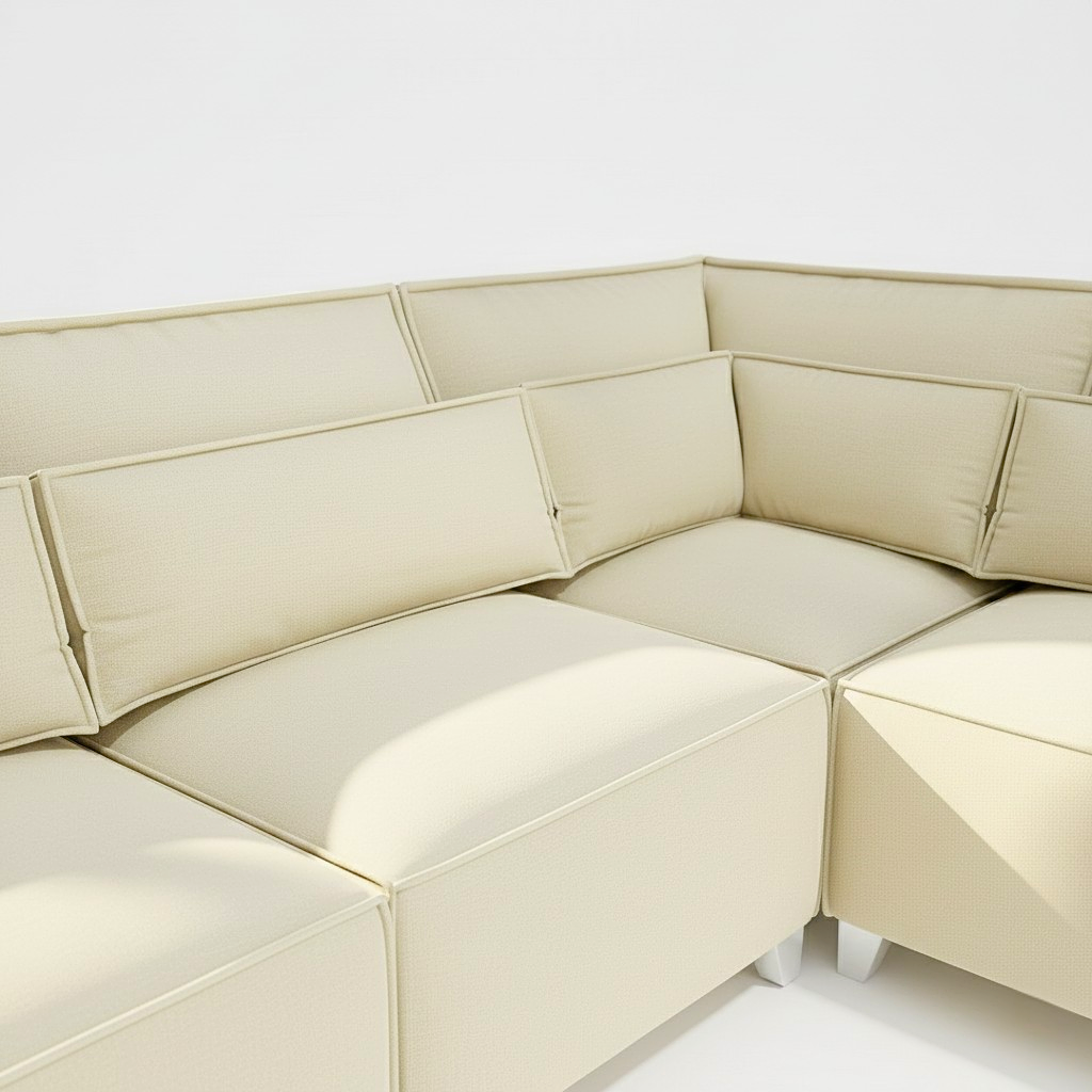 Sloane 6 seater corner sofa right hand in cream velvet