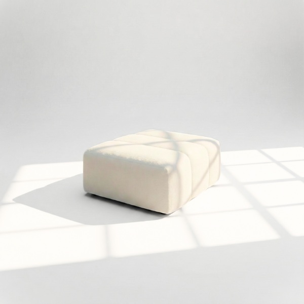 Havana footstool in mink cream velvet