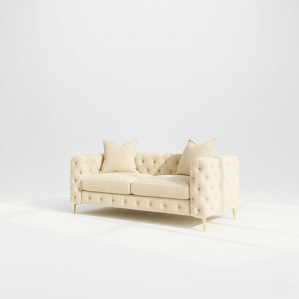 Monaco 2 seater sofa in cream velvet