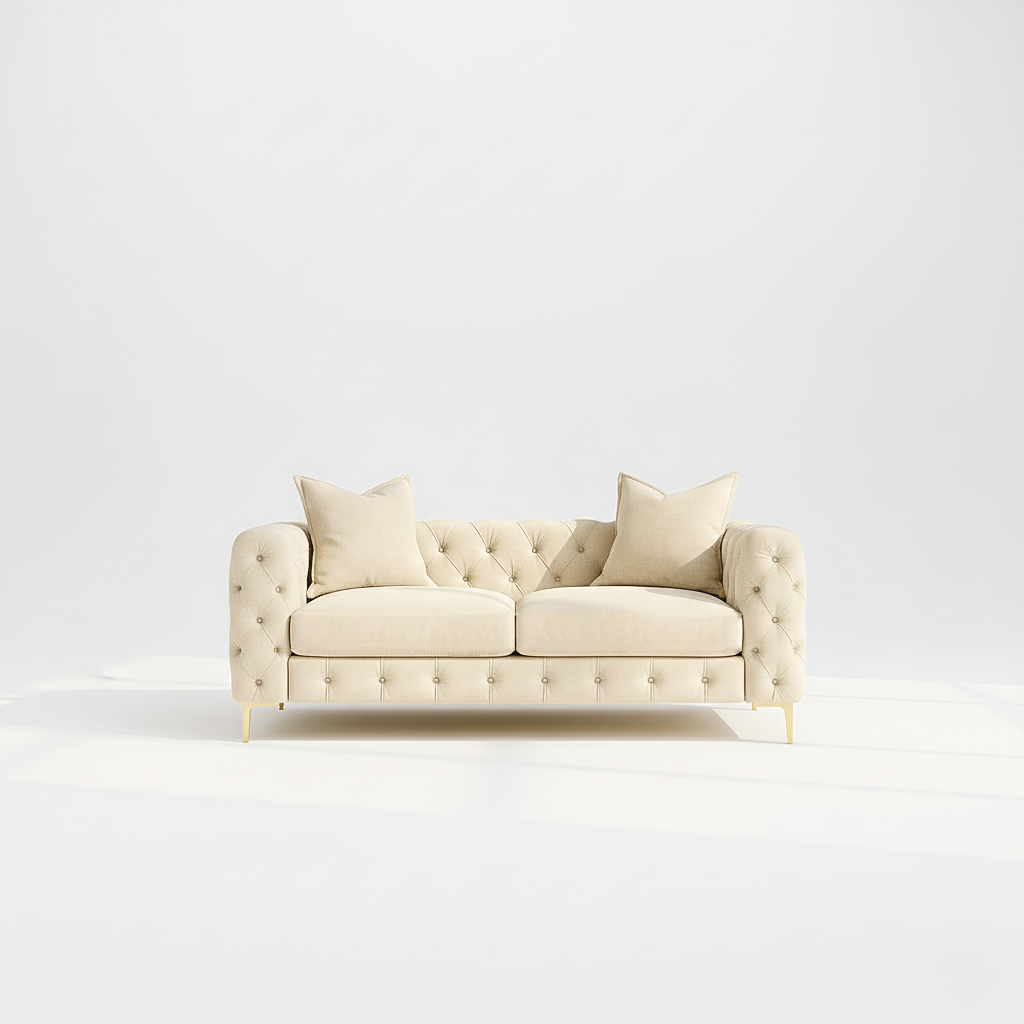 Monaco 2 seater sofa in cream velvet