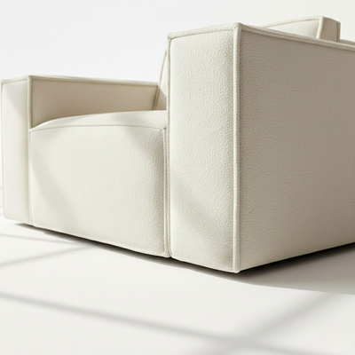 Aire modular one seater armchair in ivory boucle