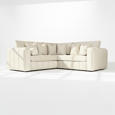 Havana 5 seater corner sofa in cream velvet