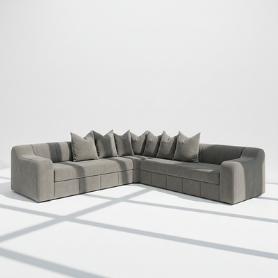 Bella 5 seater corner sofa in grey velvet