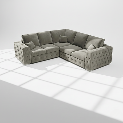 Ashton 5 seater corner sofa in grey velvet