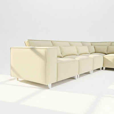 Sloane 6 seater corner sofa right hand in cream velvet