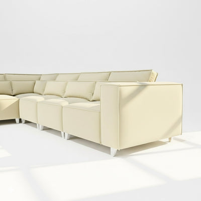 Sloane 6 seater corner sofa left hand in cream velvet