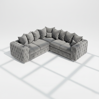 Mayfair 5 seater corner sofa in grey velvet