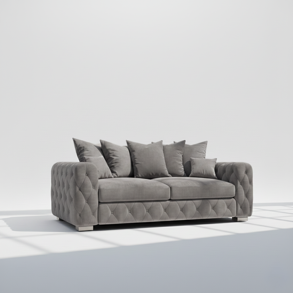Mayfair 3 seater sofa in grey velvet