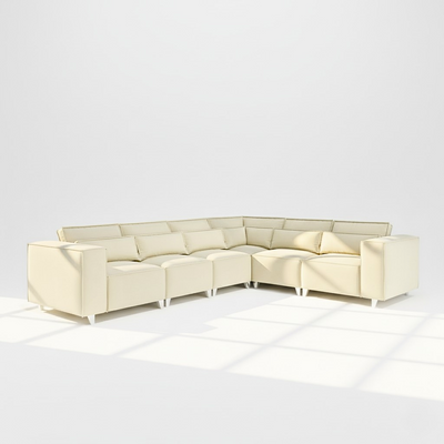 Sloane 6 seater corner sofa right hand in cream velvet