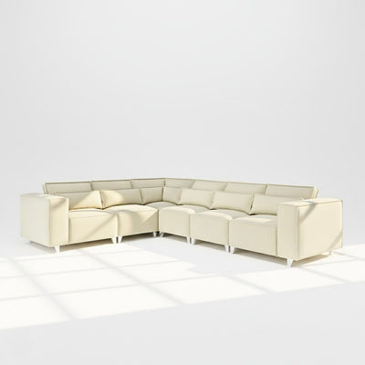 Sloane 6 seater corner sofa left hand in cream velvet