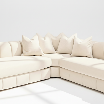 Bella 6 seater corner sofa right hand in cream velvet
