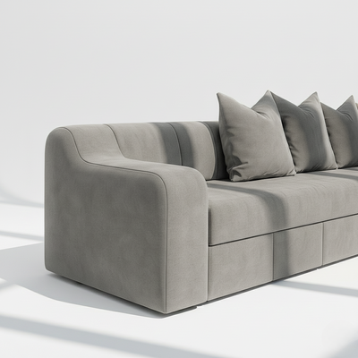 Bella 5 seater corner sofa in grey velvet